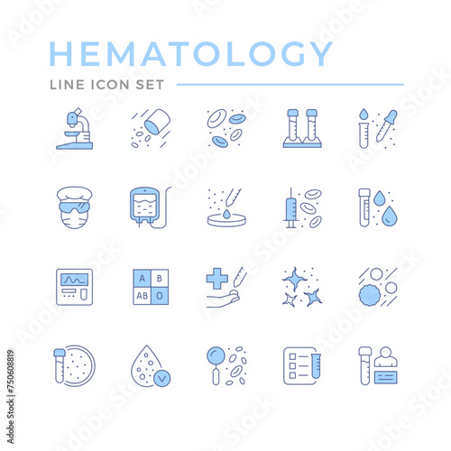 Set color line icons of hematology