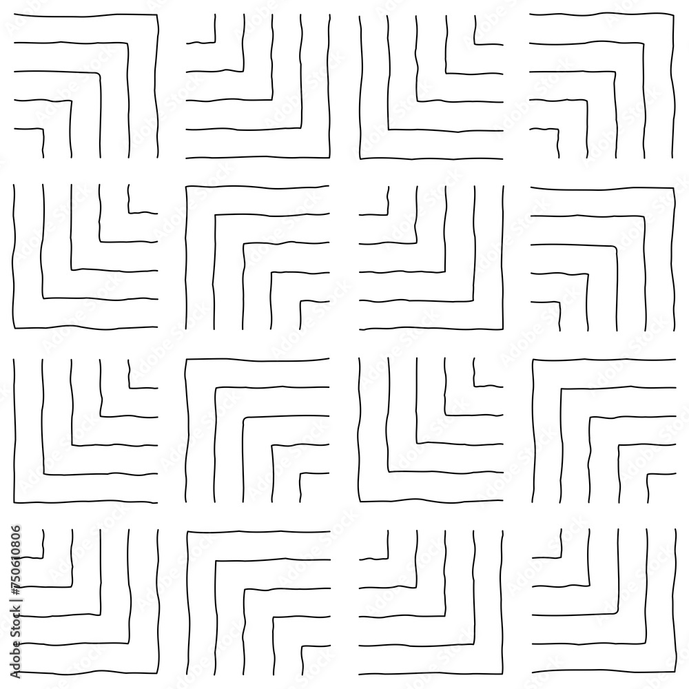 Geometric seamless pattern with hand drawn lines. Black and white texture. Editable stroke Geometric seamless pattern with hand drawn lines. Black and white texture. Editable stroke