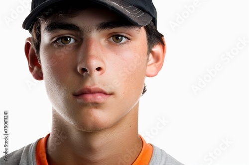 create a clear, high-resolution image of a young athletic man wearing a baseball cap on his head. © Iulia