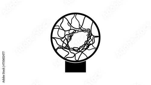 top view of basketball basket, black isolated silhouette