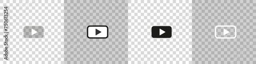 Play button. Music play icon. Start video sign. Isolated play button on transparent background.
