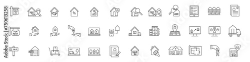 Real estate icon set. Realtor sign. House for sale. Home for rent. Appartment key icons isolated on white background.