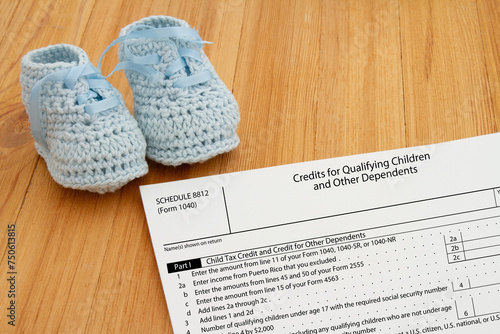 1040 tax form 8812 us individual income tax child tax credit schedule with baby booties photo