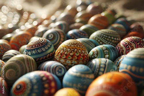 many easter eggs are colorful with polka dots on them 