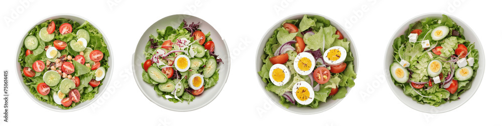 set of salads on plate isolated on transparent background set of salads on plate isolated on transparent background