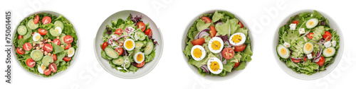 set of salads on plate isolated on transparent background
