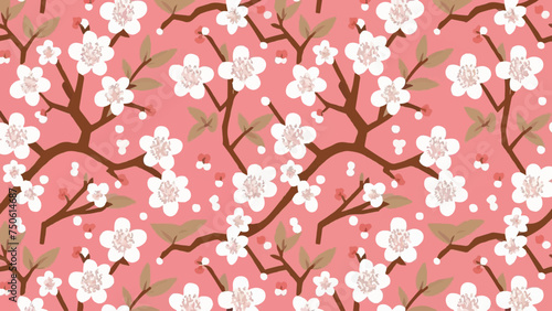 Flat Design Vector Illustration of Cherry Blossoms 