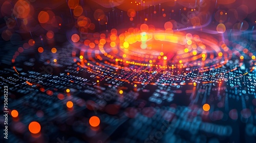 Wallpaper Mural Digital Art with Glowing Orange Lights and Artificial Intelligence Torontodigital.ca