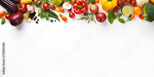 Flat lay vegetables frame with copy space,Assortment of different fresh vegetables
