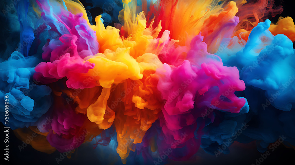 A vibrant explosion of colors fills the canvas, creating a mesmerizing splash of hues that dance across the screen
