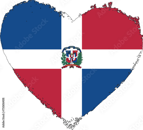 Dominican Republic flag in heart shape. photo