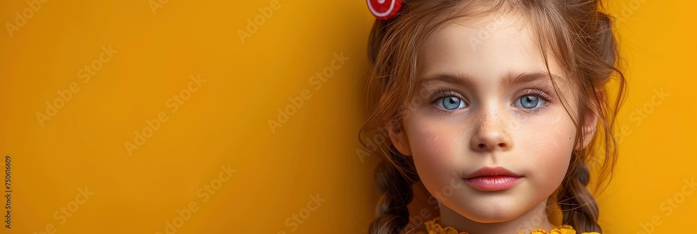 Funny Face Teenage Girl Lollipop Child, Background Banner