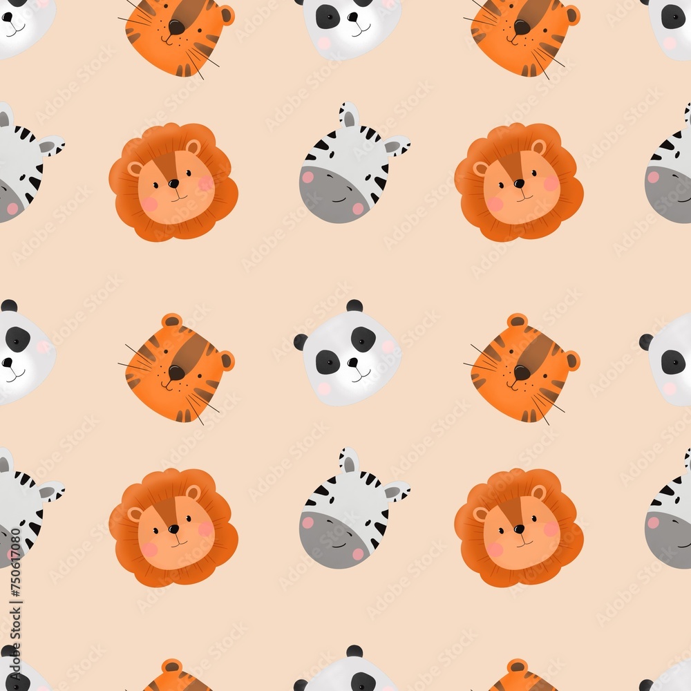 Fototapeta premium Pattern seamless Animals postcard card background package