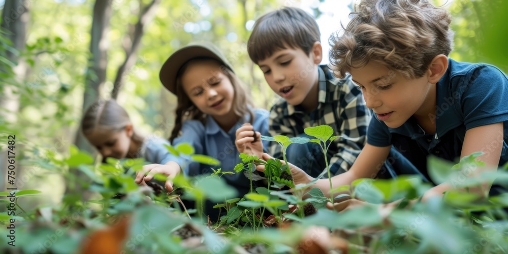 children engaging in planting trees for Arbor Day, ideal for highlighting environmental education initiatives or as a visual encouragement for hands-on learning about nature and conservation. children engaging in planting trees for Arbor Day, ideal for highlighting environmental education initiatives or as a visual encouragement for hands-on learning about nature and conservation.