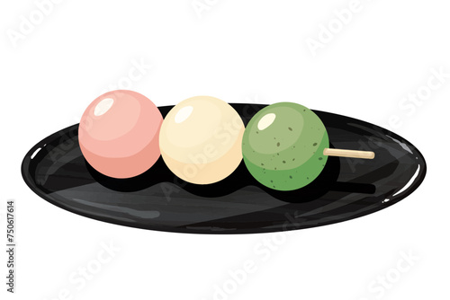 お盆にのせた三色団子 １つ
