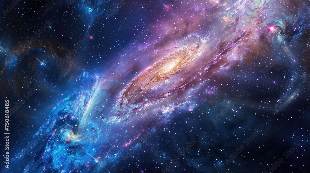 Panoramic view of the galaxy and star. Abstract space background Panoramic view of the galaxy and star. Abstract space background