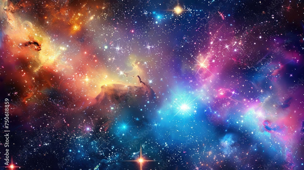 Naklejka premium Panoramic view of the galaxy and star. Abstract space background