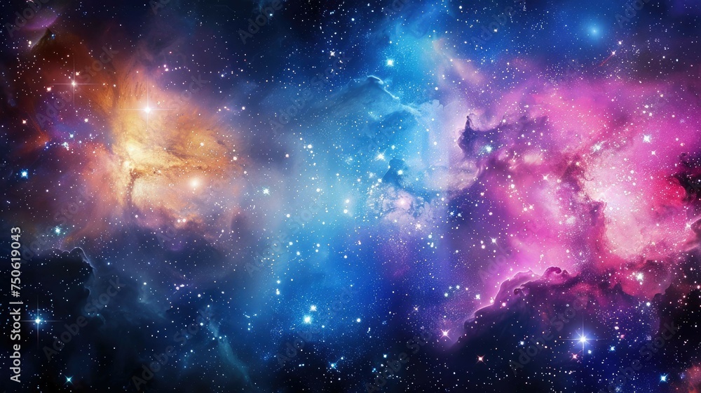 Naklejka premium Panoramic view of the galaxy and star. Abstract space background