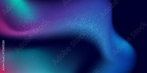 Abstract blue and purple liquid wavy shapes futuristic grainy background. Glowing retro waves grunge vector design
