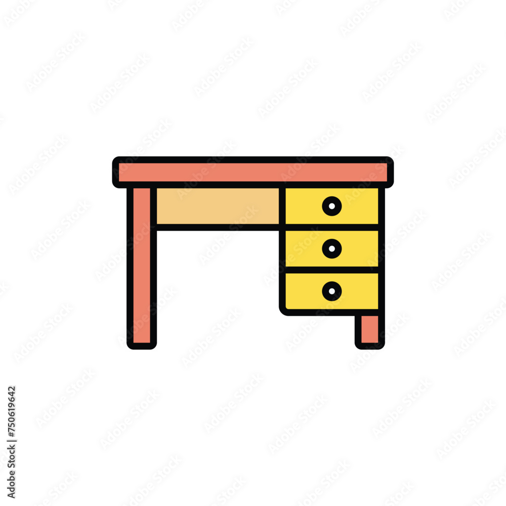 Desk icon design with white background stock illustration Desk icon design with white background stock illustration