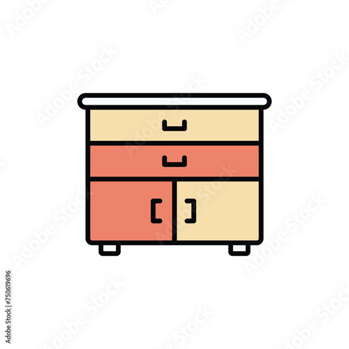 Sideboard icon design with white background stock illustration