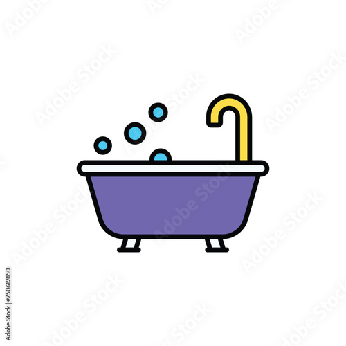Bathtub icon design with white background stock illustration
