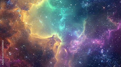 Panoramic view of the galaxy and star. Abstract space background