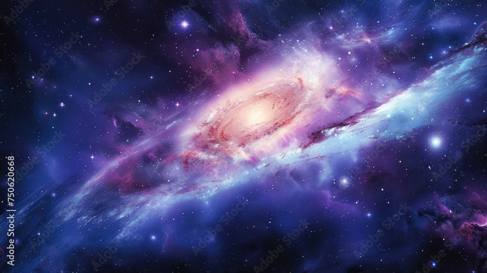 Fototapeta premium Panoramic view of the galaxy and star. Abstract space background