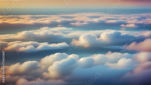 Above the world, a symphony of blue hues and wispy clouds orchestrates a breathtaking aerial ballet at dawn.
 photo