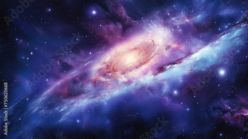 Panoramic view of the galaxy and star. Abstract space background