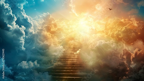 Religion  Background Stairway to Heaven. copy space - generative ai