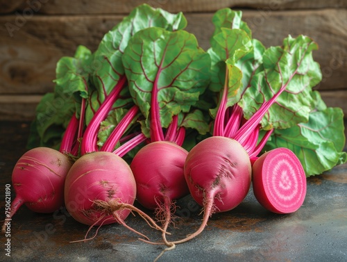 young raw beet with tops photo