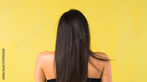 Background view of Asian woman holding damaged hair 