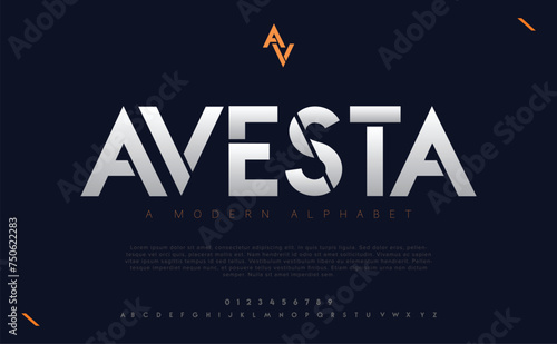 Avesta alphabet urban font digital futuristic technology logo branding typeface
 photo
