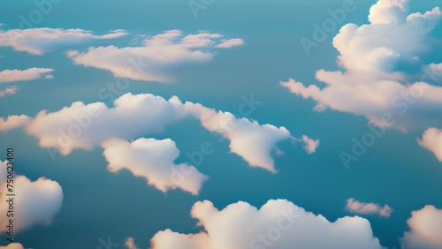 Morning marvel: azure heavens kissed by sun-kissed clouds, a celestial ballet unfolding in dawn's embrace. Weather concept. Stock footage. Time lapse. Sky background. 4K UHD.

