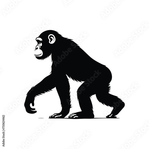 Chimpanzee Silhouette, Artistic Vector Rendering