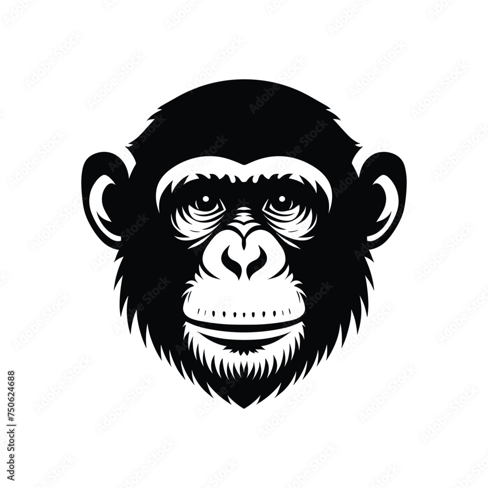 Chimpanzee Silhouette, Artistic Vector Rendering