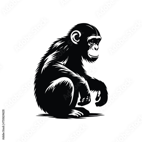 Chimpanzee Silhouette, Artistic Vector Rendering