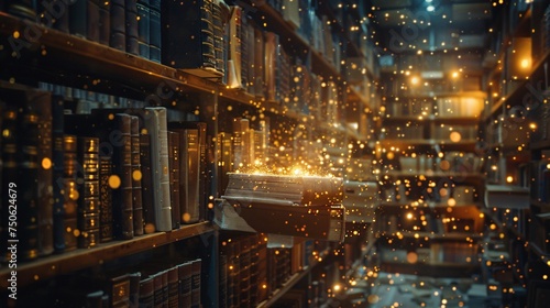 Space library, sparkling, one book, shining © growth.ai