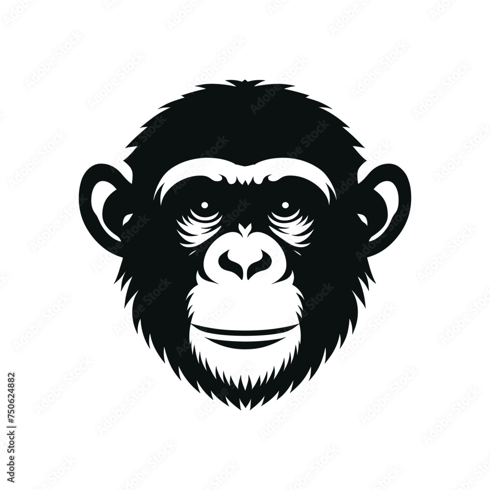 Vector Illustration of a Chimpanzee face in Silhouette Vector Illustration of a Chimpanzee face in Silhouette