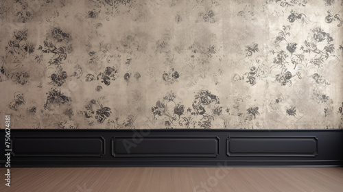 Beige background with gray and black vintage wallpaper