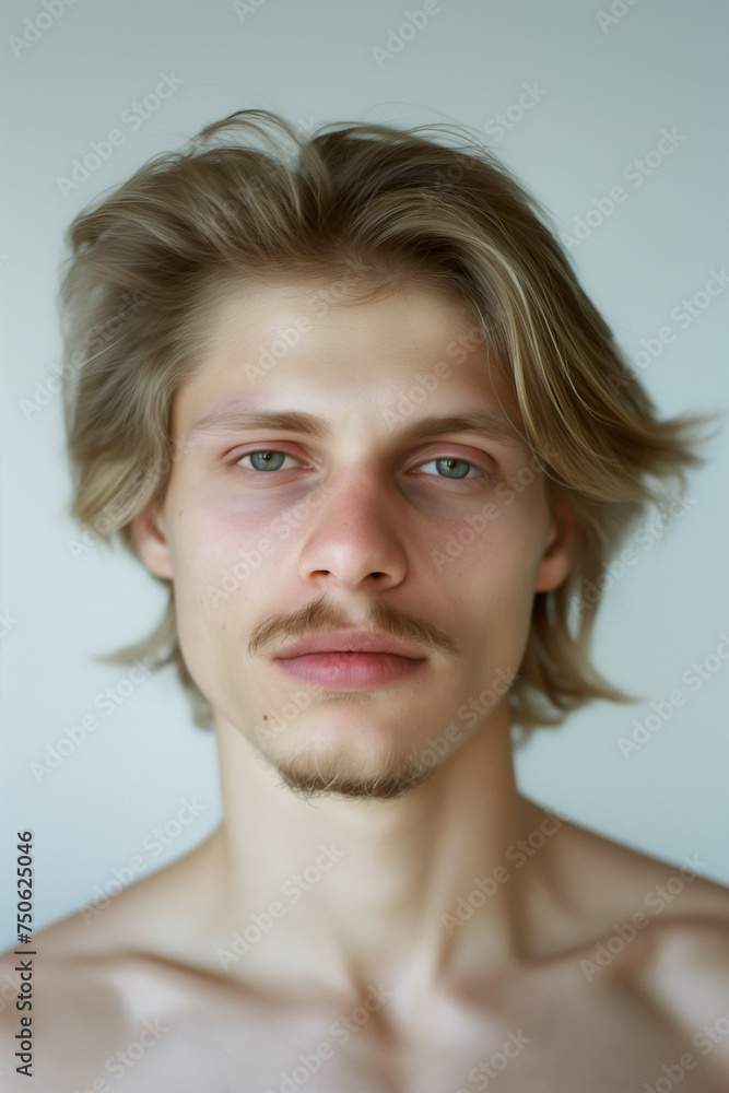 portrait of a handsome male model with a mustache, portrait view portrait of a handsome male model with a mustache, portrait view