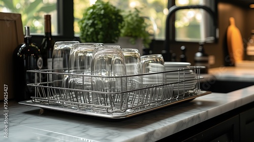 kitchen sink with clean dishes interior