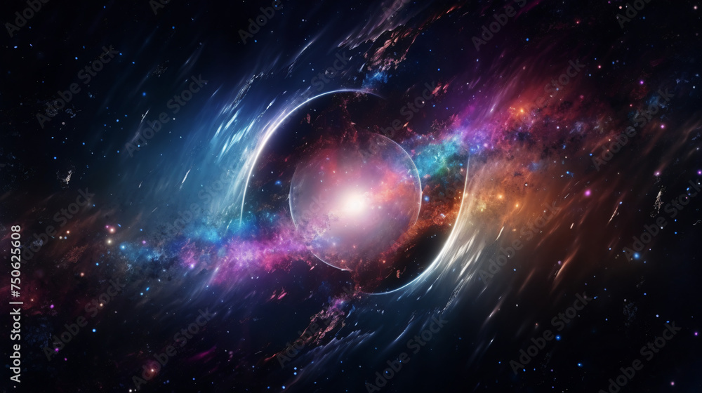 Black hole illustration of a multicolored singular
