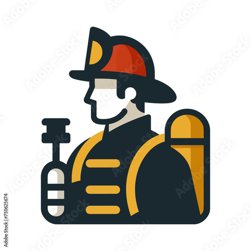 Fireman in Uniform on A White Background. Vector Icon