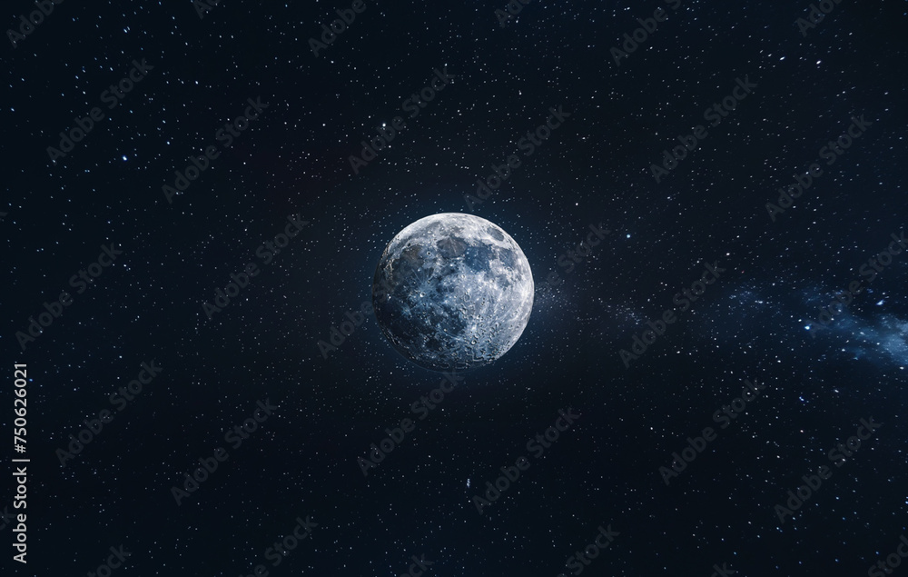moon detailed with milky way