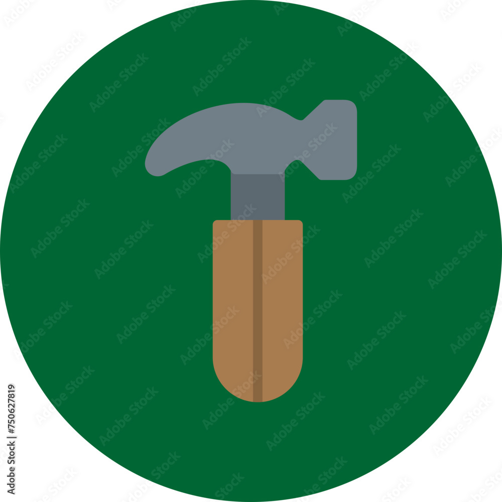 Hammer Flat Circle Icon