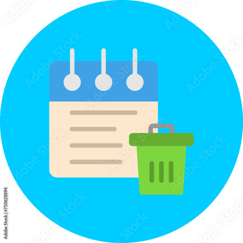 Trash Can Flat Circle Icon