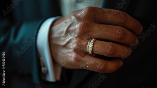 A close-up of a man's adorned hand. Generative Ai