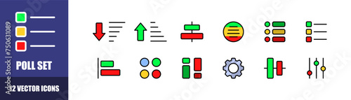 Poll icon set. Poll icons. Flat style. Vector icons